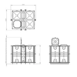 10000 Litre GRP Sectional Water Tank, 2.5x2x2 Internally Flanged Base (IFB) -Fraestiche Shop 4212 6469