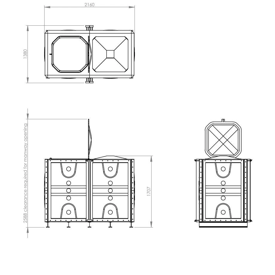 3000 Litre GRP Sectional Water Tank, 2x1x1.5 Internally Flanged Base (IFB) 5 3000 Litre GRP Sectional Water Tank, 2x1x1.5 Internally Flanged Base (IFB) - Image 3