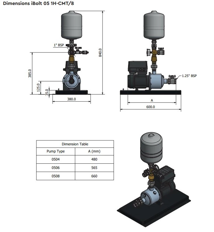 Stuart Turner Aquaboost IBolt Horizontal Single Booster Pump 0504 1H-CMT/8 80 L/MIN @ 3.5 BAR 6 Stuart Turner Aquaboost IBolt Horizontal Single Booster Pump 0504 1H-CMT/8 80 L/MIN @ 3.5 BAR - Image 4