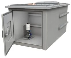 500 Litre GRP Pump Enclosure With Built In Tank And 80L/min Single Pump 1000-500