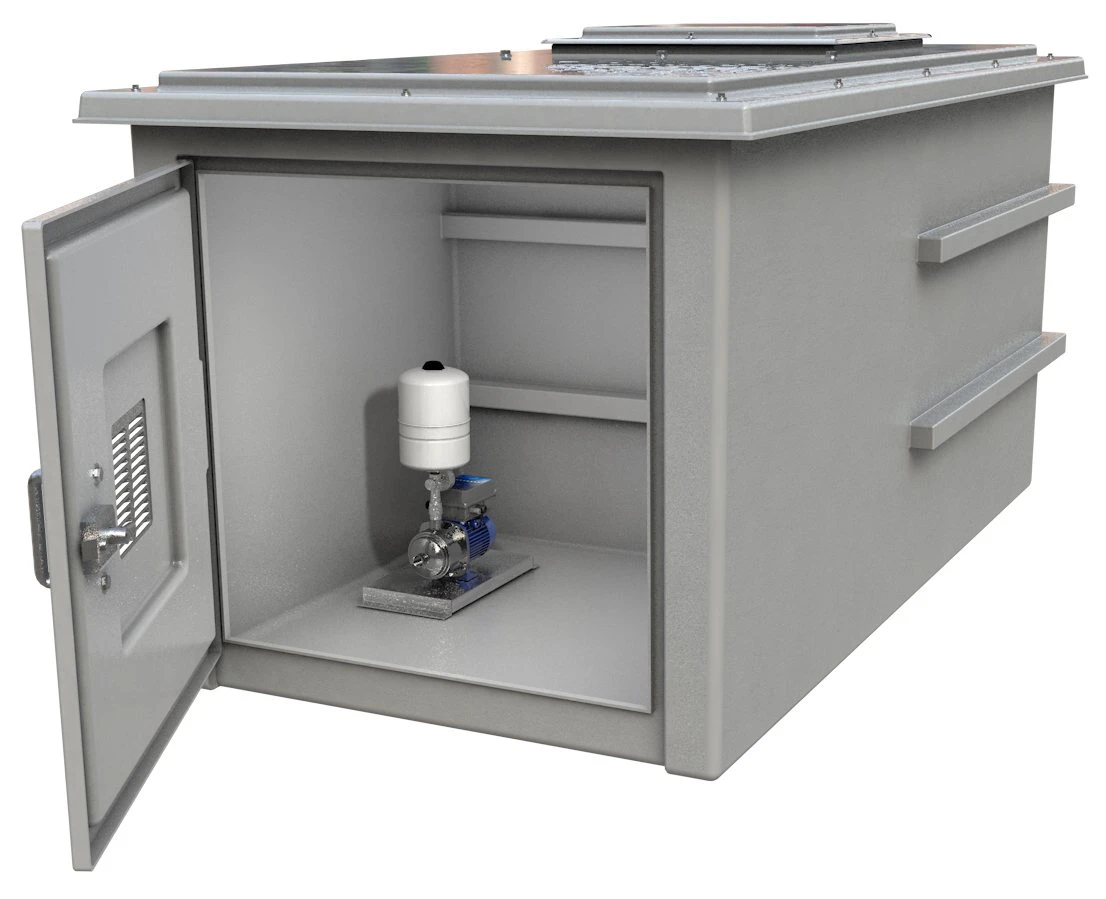 3000 Litre GRP Pump Enclosure With Built In Tank And 80L/min Single Pump 7500-3000 3 3000 Litre GRP Pump Enclosure With Built In Tank And 80L/min Single Pump 7500-3000