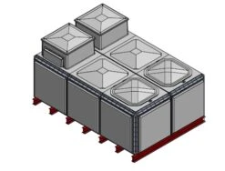 7788 Litre GRP Sectional Water Tank, Totally Internally Flanged, Divided, AB Airgap